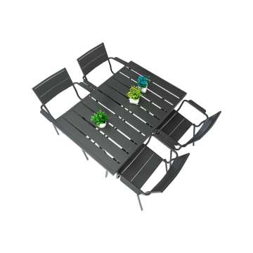 Table à lattes rectangulaires pliantes 120*80 cm et 4 fauteuils